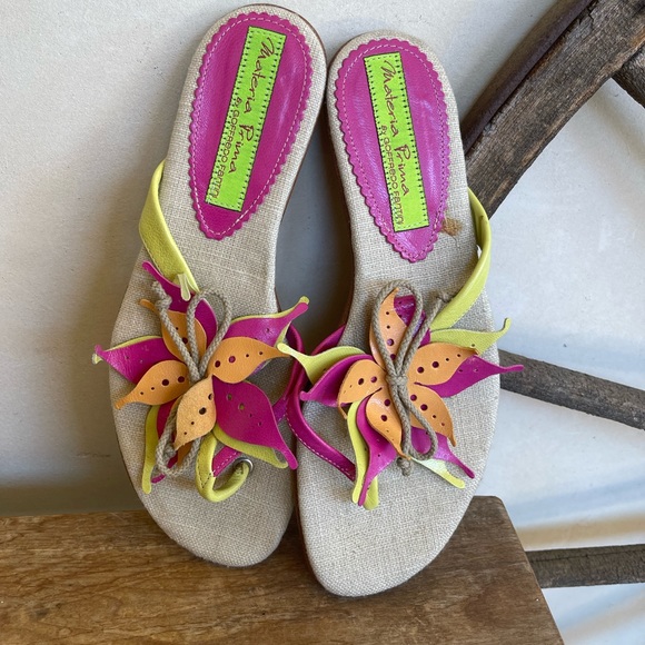 MATERIA PRIMA Goffredo Fanttini Designer Flip Flop Sandals Leather 38.5 Italy!! - Picture 10 of 12
